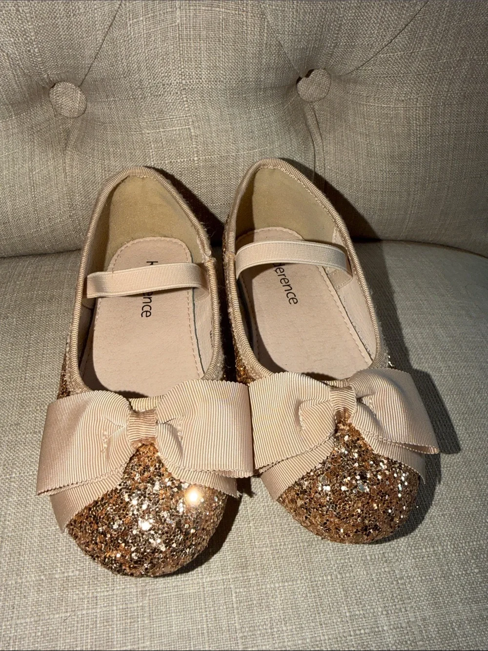 Caterpillar Girls Glitter Bow Ballet Flats - Rose